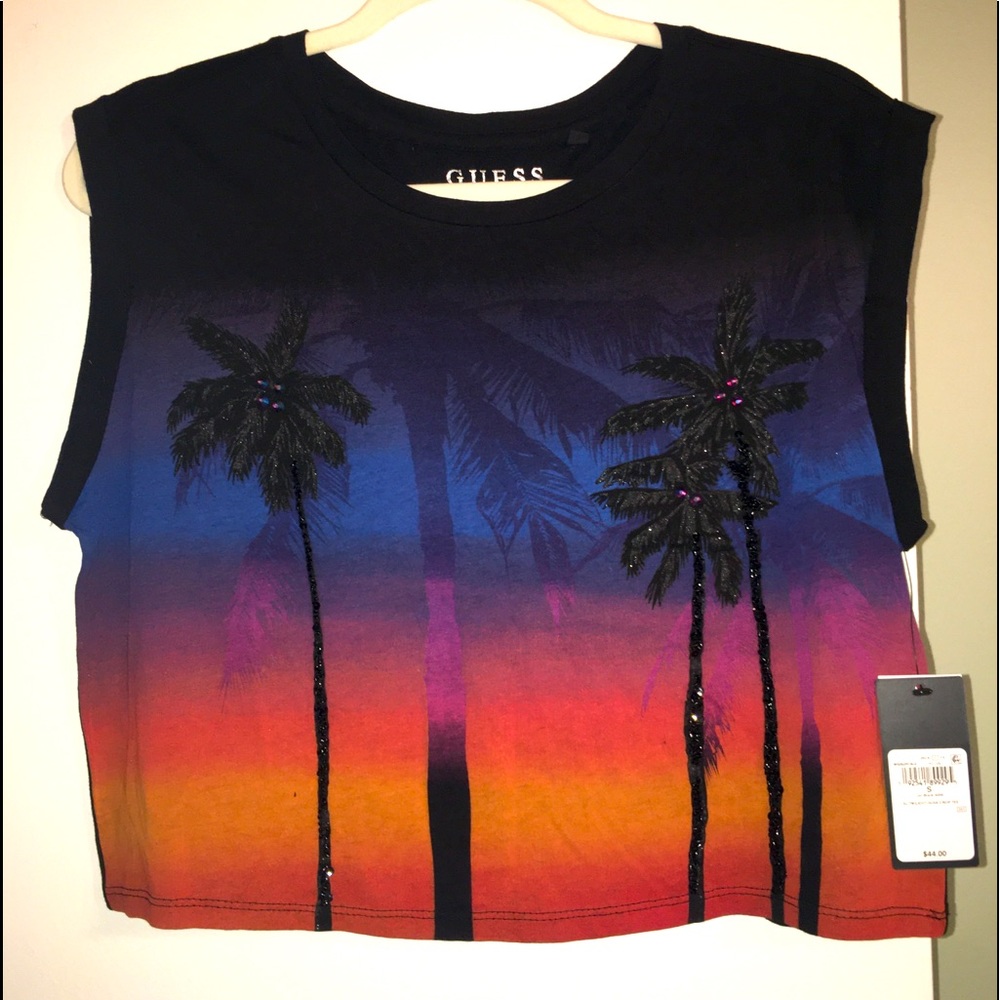 BNWT Guess Twilight Dusk Cropped Tee Shirt Size Small